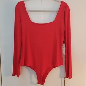 Nine Britton Ribbed Coral Bodysuit